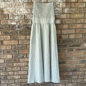 Green & White Gingham Maxi Dress